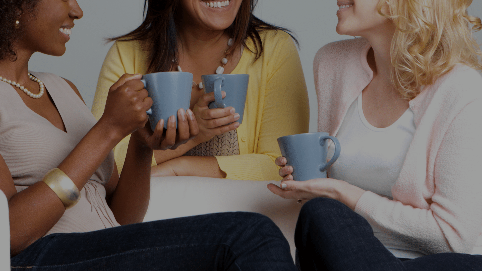 three women networking with coffee