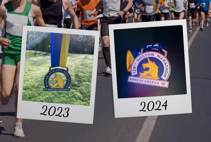 Boston Marathon medal comparison 2023 to 2024 | Bank of America sponsorship