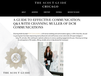 press graphic the scout guide chicago featuring channing muller on effective communications